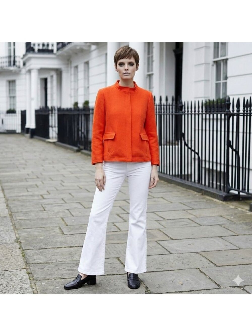 Vintage 60s Don Simonelli Modelia Orange Wool Mod Jacket Coat Pop Art GoGo M L